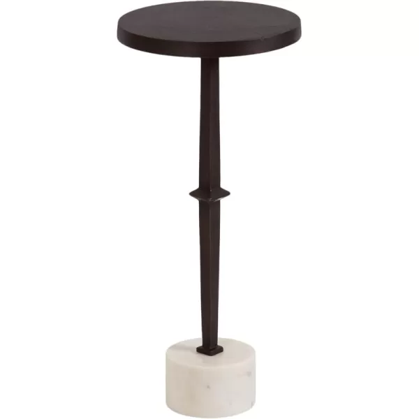 Kate and Laurel Lazaro Modern Cast Aluminum Drink Table 10 x 10 x 22 Bronze and White Marble Glam Round Pedestal Table with Marble Base for Use as Indoor Plant Stand or Small Living Room End Table