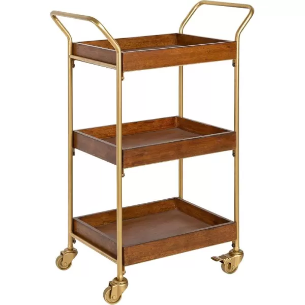 Kate and Laurel Lloyd MidCentury Modern Transitional Bar Cart 23quot x 35quot Gold Functional Vintage Decor