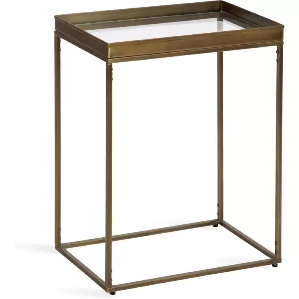 Kate and Laurel Lonsdale Modern Glass Narrow End Table 18 x 12 x 24 Clear Glass and Black Decorative Contemporary Glass and Metal Side Table for Use as Bedroom Nightstand or Living Room AccentGold