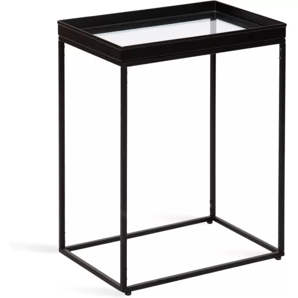 Kate and Laurel Lonsdale Modern Glass Narrow End Table 18 x 12 x 24 Clear Glass and Black Decorative Contemporary Glass and Metal Side Table for Use as Bedroom Nightstand or Living Room AccentBlack