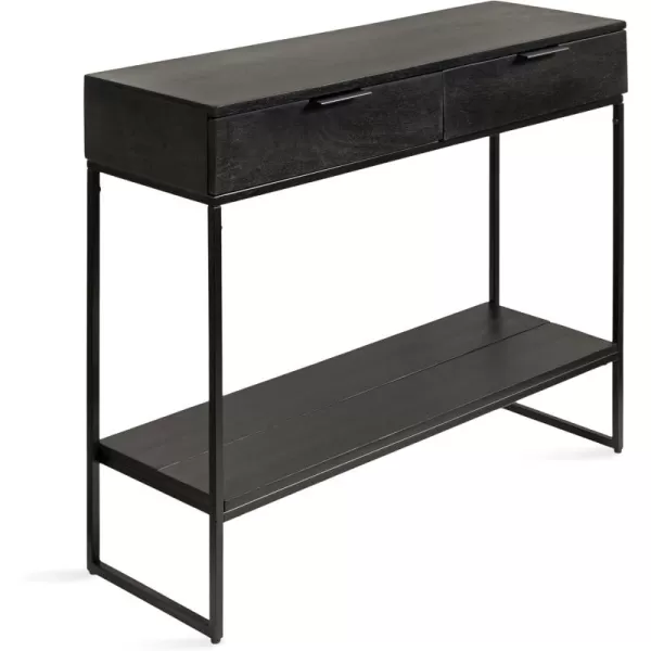 Kate and Laurel Malone Modern Wooden Console Table with Wood Shelf 36 x 13 x 31 Black Transitional Wood Entryway Table with Shelf and Drawers for Entry Storage OptionsBlack
