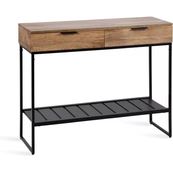 Kate and Laurel Malone Modern Wooden Console Table with Wood Shelf 36 x 13 x 31 Black Transitional Wood Entryway Table with Shelf and Drawers for Entry Storage OptionsNaturalBlack