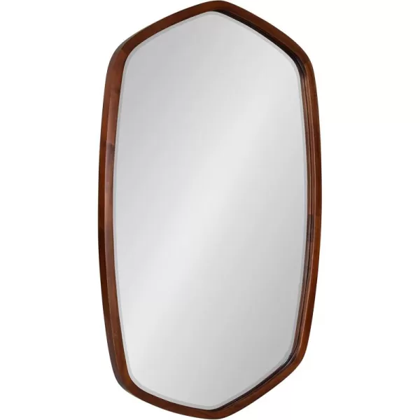 Kate and Laurel McLean Modern Wood Framed Oblong Hexagon Wall Mirror 26 x 30 Walnut Brown Decorative Geometric Mirror for Wall