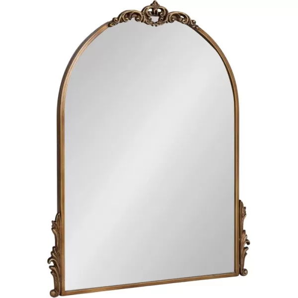 imageKate and Laurel Myrcelle Traditional Arched Mirror 21 x 26 Antique Black Decorative Arch Vintage Mirror with Ornate Garland Detailing Along The Crown and Edges of The FrameGold