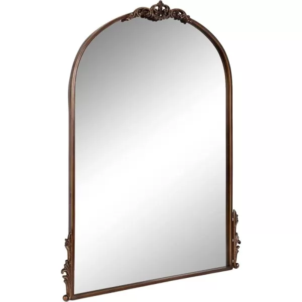 imageKate and Laurel Myrcelle Traditional Arched Mirror 21 x 26 Antique Black Decorative Arch Vintage Mirror with Ornate Garland Detailing Along The Crown and Edges of The FrameBronze
