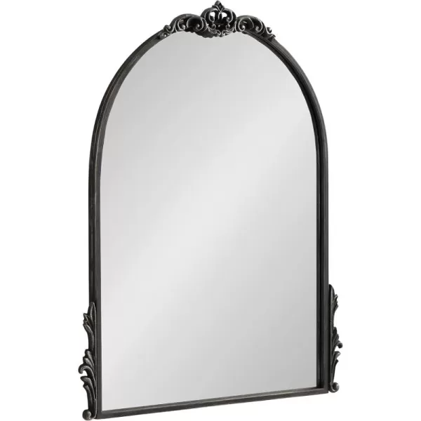 imageKate and Laurel Myrcelle Traditional Arched Mirror 21 x 26 Antique Black Decorative Arch Vintage Mirror with Ornate Garland Detailing Along The Crown and Edges of The FrameBlack