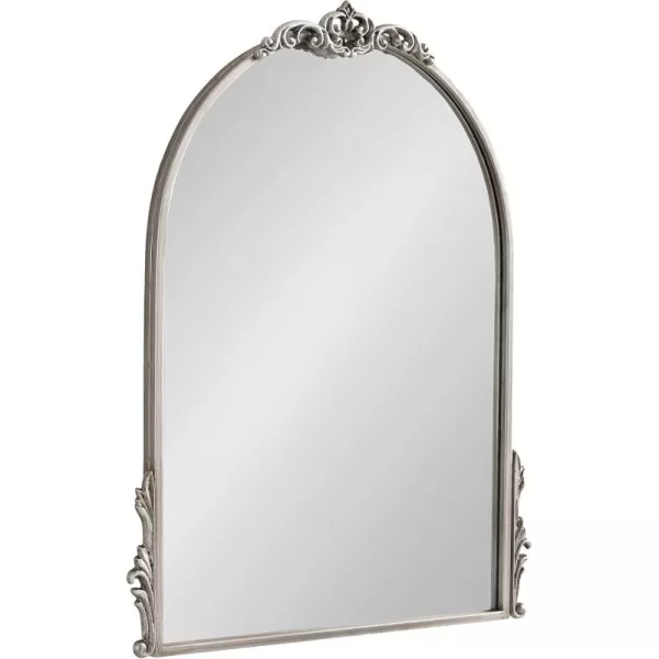 imageKate and Laurel Myrcelle Traditional Arched Mirror 21 x 26 Antique Black Decorative Arch Vintage Mirror with Ornate Garland Detailing Along The Crown and Edges of The FrameSilver