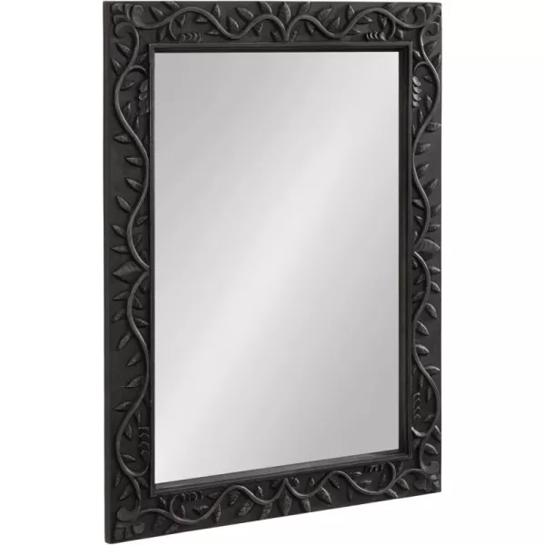 imageKate and Laurel Natesa Boho Rectangle Carved Wood Mirror 24 x 32 Natural Brown Coastal Light Wooden Rectangular Mirror with Carved Detailing for Use as Bathroom Mirror for VanityBlack