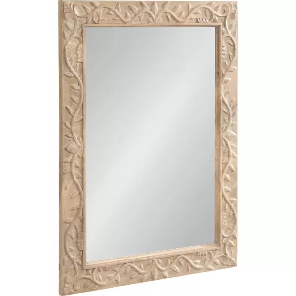 imageKate and Laurel Natesa Boho Rectangle Carved Wood Mirror 24 x 32 Natural Brown Coastal Light Wooden Rectangular Mirror with Carved Detailing for Use as Bathroom Mirror for VanityNatural