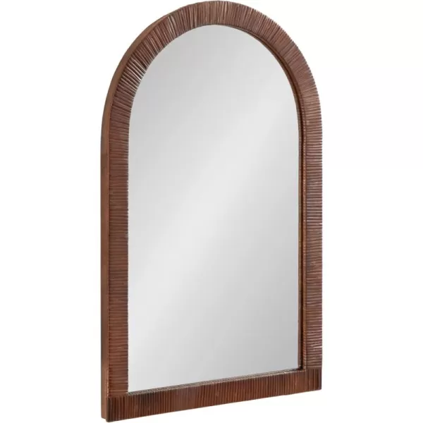 Kate and Laurel Rahfy Boho Arched Rattan Mirror 20 x 30 Brown Decorative Arch Wall Mirror with Authentic Rattan Frame for Vanity Bathroom MirrorBrown