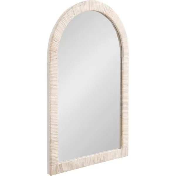 Kate and Laurel Rahfy Boho Arched Rattan Mirror 20 x 30 Brown Decorative Arch Wall Mirror with Authentic Rattan Frame for Vanity Bathroom MirrorWhite