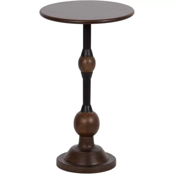 Kate and Laurel Rawlings Traditional Wood and Metal Round Side Table 14 x 24 Dark Brown and Black Vintage Pedestal Table for Use as Living Room End Table Plant Stand or Bedroom Nightstand