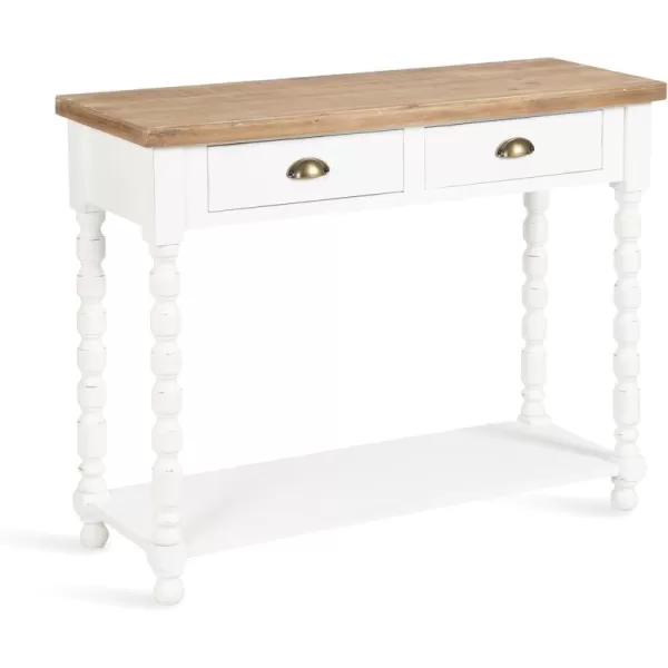Kate and Laurel Rutledge Vintage Wooden Console Table with Shelf 40 x 14 x 33 Hazelnut and Black Traditional Wood Entryway Table with Drawers and Decorative Turned Legs for Entry Storage OptionsWhite