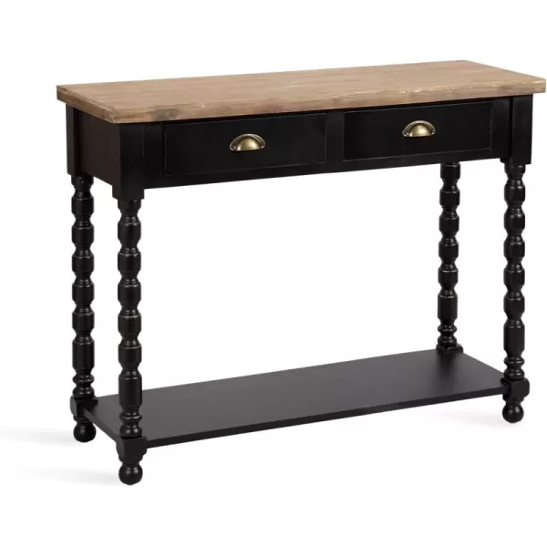 Kate and Laurel Rutledge Vintage Wooden Console Table with Shelf 40 x 14 x 33 Hazelnut and Black Traditional Wood Entryway Table with Drawers and Decorative Turned Legs for Entry Storage OptionsBlack