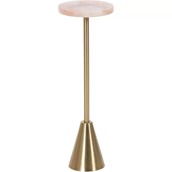 Kate and Laurel Sitara Modern Coastal Round Drink Table 8 x 8 x 23 Blue Agate and Silver Unique Circle Stone Mini Table for Use as Bathroom Accent Table or Pedestal Martini TablGold