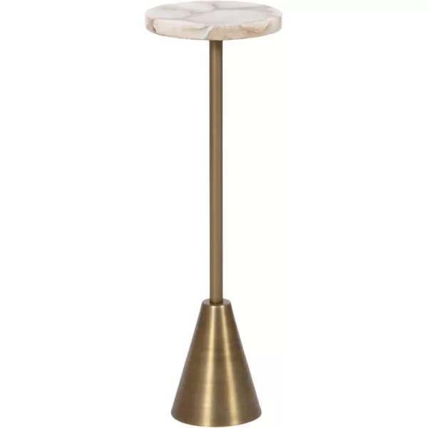 Kate and Laurel Sitara Modern Coastal Round Drink Table 8 x 8 x 23 Blue Agate and Silver Unique Circle Stone Mini Table for Use as Bathroom Accent Table or Pedestal Martini Tabl