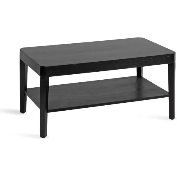 Kate and Laurel Talcott Modern Tiered Rectangle Coffee Table 36 x 20 x 18 Black Transitional TwoTier Rectangular Living Room Table with Storage for Use as Ottoman Coffee TableBlack