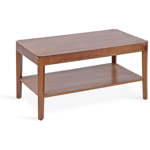 Kate and Laurel Talcott Modern Tiered Rectangle Coffee Table 36 x 20 x 18 Black Transitional TwoTier Rectangular Living Room Table with Storage for Use as Ottoman Coffee TableWalnut Brown
