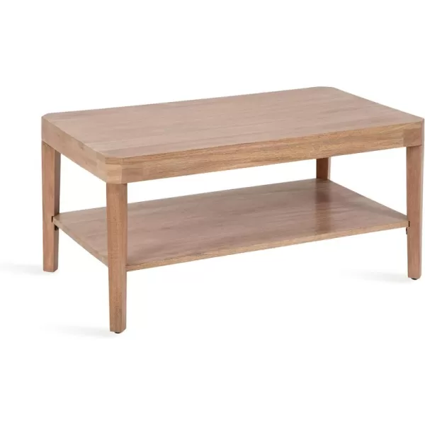 Kate and Laurel Talcott Modern Tiered Rectangle Coffee Table 36 x 20 x 18 Black Transitional TwoTier Rectangular Living Room Table with Storage for Use as Ottoman Coffee TableNatural