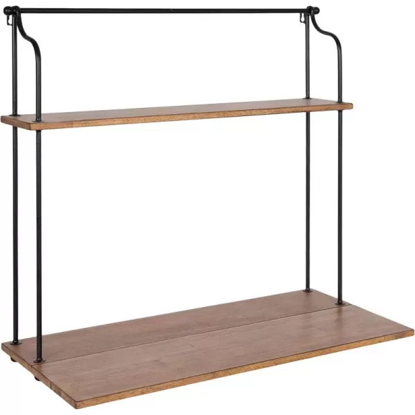 Kate and Laurel Walters Modern Farmhouse Wood and Metal Floating Desk 31 x 30 x 14 Rustic Brown and Black Functional Mounted Wall Desk with Folding DropLeaf Desktop Design