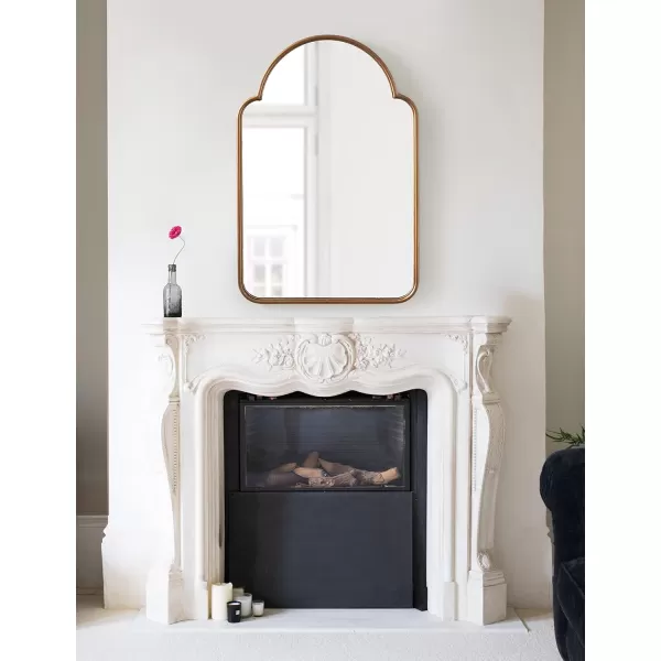 imageKate and Laurel Arthell Scalloped Mirror 24 x 36 Antique Gold Vintage Farmhouse Arched Scallop Wall Mirror with Sleek Frame and Substantial Reflective SurfaceGold