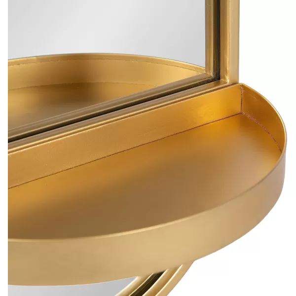 imageKate and Laurel Estero Modern Metal Oval Mirror with Rounded Shelf 11 x 25 Gold Decorative Modern Glam Capsule Shelf Mirror for Storage and DisplayGold