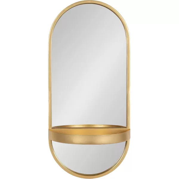 imageKate and Laurel Estero Modern Metal Oval Mirror with Rounded Shelf 11 x 25 Gold Decorative Modern Glam Capsule Shelf Mirror for Storage and DisplayGold