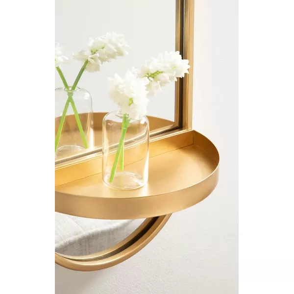 imageKate and Laurel Estero Modern Metal Oval Mirror with Rounded Shelf 11 x 25 Gold Decorative Modern Glam Capsule Shelf Mirror for Storage and DisplayGold