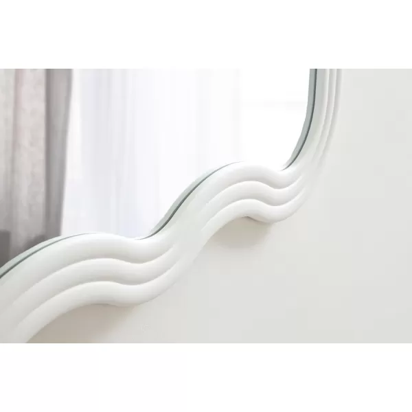 imageKate and Laurel Fripp Modern Scalloped Rectangle Mirror 24 x 40 White Cute Rectangular Wavy Mirror for Use as Fun Bedroom Mirror or Nursery Mirror Option