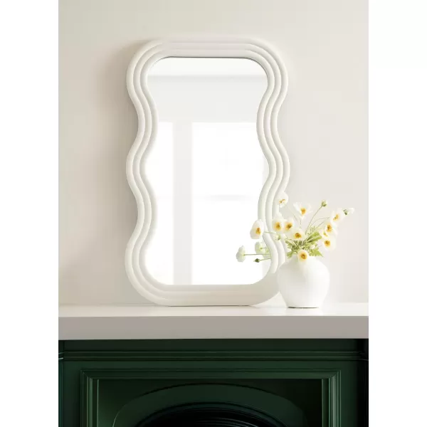 imageKate and Laurel Fripp Modern Scalloped Rectangle Mirror 24 x 40 White Cute Rectangular Wavy Mirror for Use as Fun Bedroom Mirror or Nursery Mirror Option