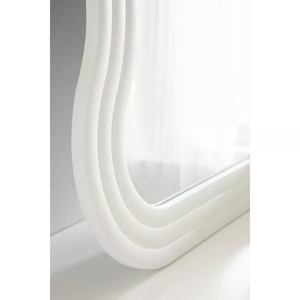 imageKate and Laurel Fripp Modern Scalloped Rectangle Mirror 24 x 40 White Cute Rectangular Wavy Mirror for Use as Fun Bedroom Mirror or Nursery Mirror Option