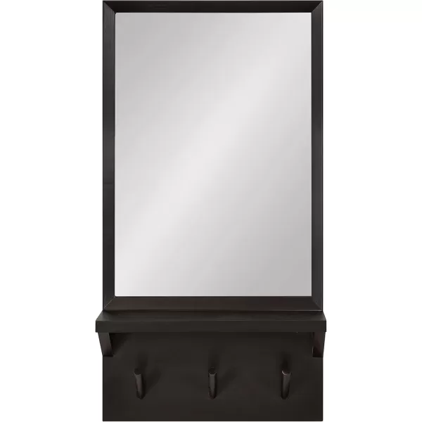 imageKate and Laurel Hinter MidCentury Wood Framed Pub Mirror 36 x 24 Walnut Modern Wall Organizer with Mirror and Five HooksBlack