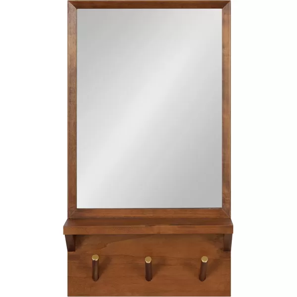 imageKate and Laurel Hinter MidCentury Wood Framed Pub Mirror 36 x 24 Walnut Modern Wall Organizer with Mirror and Five HooksWalnut Brown