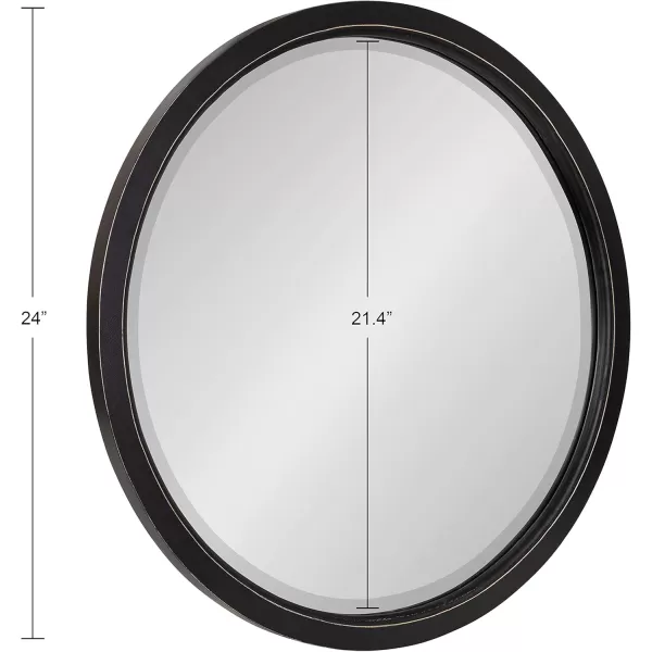 imageKate and Laurel Hogan Farmhouse Round Wall Mirror 32 Inch Diameter Walnut Brown Sophisticated Modern Mirror for WallBlack