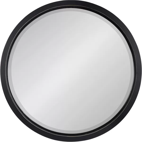 imageKate and Laurel Hogan Farmhouse Round Wall Mirror 32 Inch Diameter Walnut Brown Sophisticated Modern Mirror for WallBlack