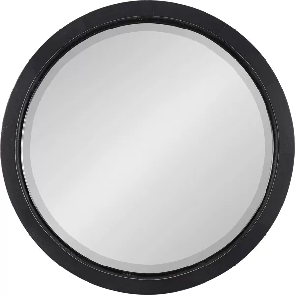 imageKate and Laurel Hogan Farmhouse Round Wall Mirror 32 Inch Diameter Walnut Brown Sophisticated Modern Mirror for WallBlack