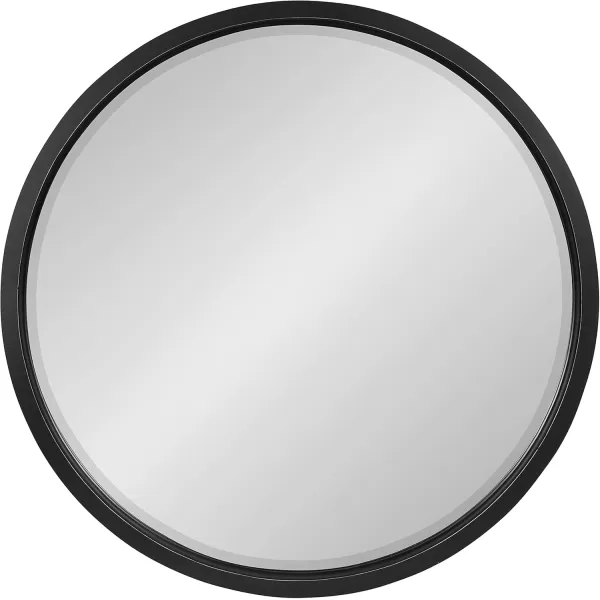 imageKate and Laurel Hogan Farmhouse Round Wall Mirror 32 Inch Diameter Walnut Brown Sophisticated Modern Mirror for WallBlack