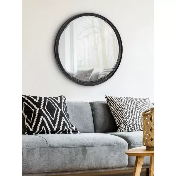 imageKate and Laurel Hogan Farmhouse Round Wall Mirror 32 Inch Diameter Walnut Brown Sophisticated Modern Mirror for WallBlack