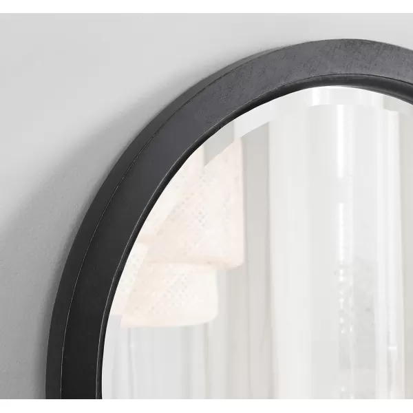 imageKate and Laurel Hogan Farmhouse Round Wall Mirror 32 Inch Diameter Walnut Brown Sophisticated Modern Mirror for WallBlack