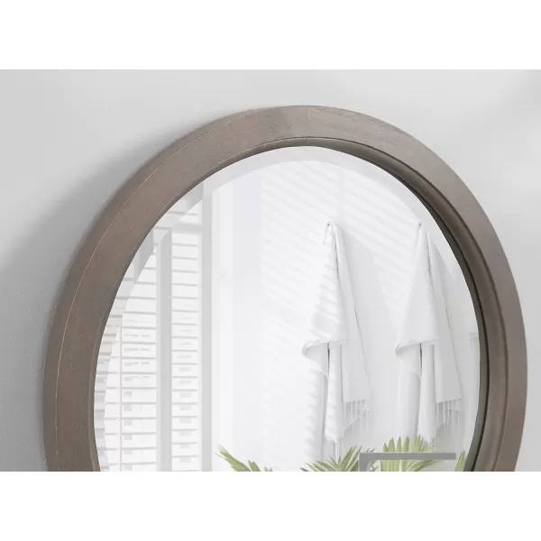 imageKate and Laurel Hogan Farmhouse Round Wall Mirror 32 Inch Diameter Walnut Brown Sophisticated Modern Mirror for WallGrey