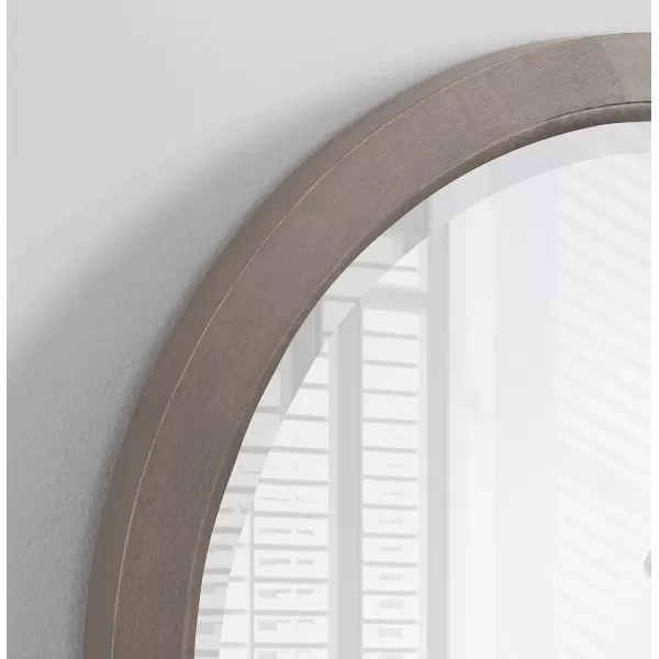 imageKate and Laurel Hogan Farmhouse Round Wall Mirror 32 Inch Diameter Walnut Brown Sophisticated Modern Mirror for WallGrey