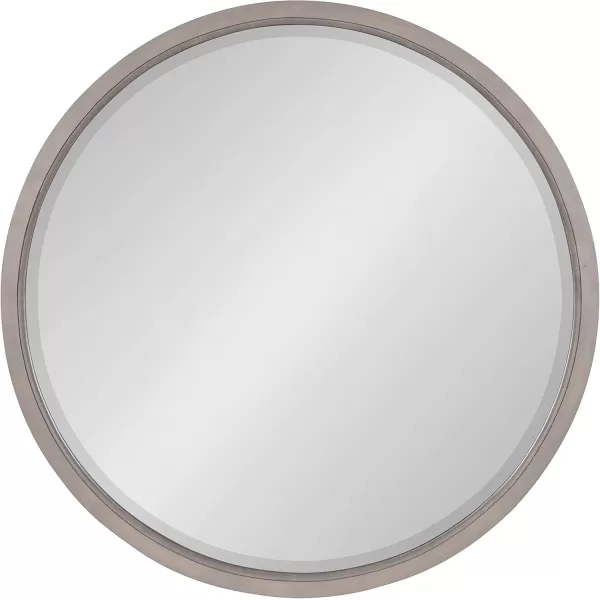 imageKate and Laurel Hogan Farmhouse Round Wall Mirror 32 Inch Diameter Walnut Brown Sophisticated Modern Mirror for WallGrey