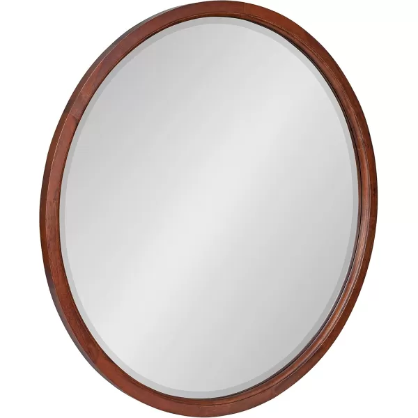 imageKate and Laurel Hogan Farmhouse Round Wall Mirror 32 Inch Diameter Walnut Brown Sophisticated Modern Mirror for WallWalnut Brown