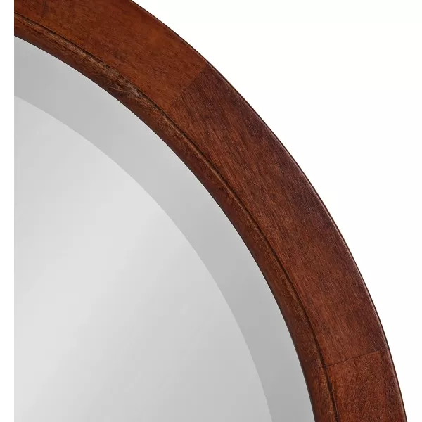 imageKate and Laurel Hogan Farmhouse Round Wall Mirror 32 Inch Diameter Walnut Brown Sophisticated Modern Mirror for WallWalnut Brown