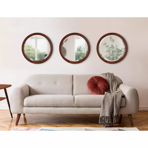 imageKate and Laurel Hogan Farmhouse Round Wall Mirror 32 Inch Diameter Walnut Brown Sophisticated Modern Mirror for WallWalnut Brown