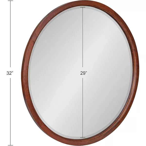 imageKate and Laurel Hogan Farmhouse Round Wall Mirror 32 Inch Diameter Walnut Brown Sophisticated Modern Mirror for WallWalnut Brown