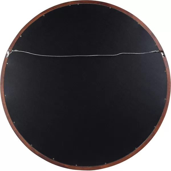 imageKate and Laurel Hogan Farmhouse Round Wall Mirror 32 Inch Diameter Walnut Brown Sophisticated Modern Mirror for WallWalnut Brown