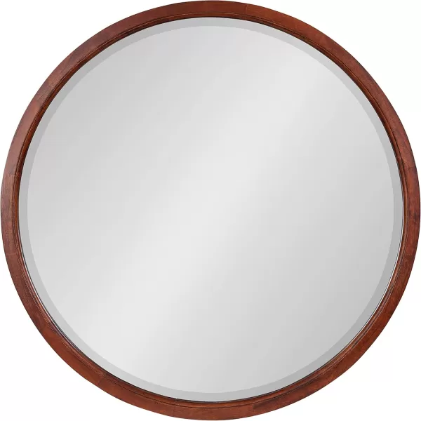 imageKate and Laurel Hogan Farmhouse Round Wall Mirror 32 Inch Diameter Walnut Brown Sophisticated Modern Mirror for WallWalnut Brown