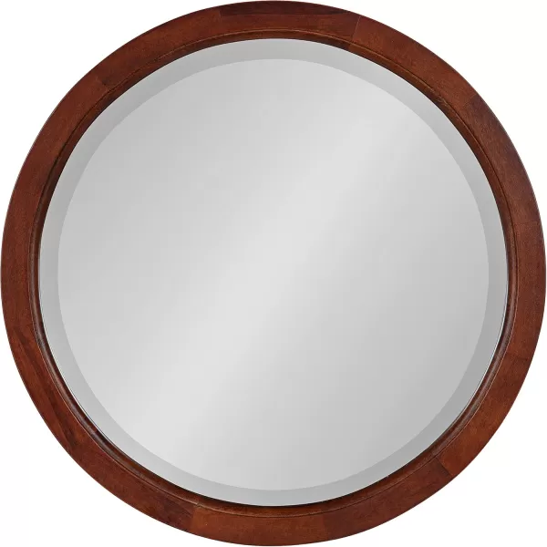 imageKate and Laurel Hogan Farmhouse Round Wall Mirror 32 Inch Diameter Walnut Brown Sophisticated Modern Mirror for WallWalnut Brown