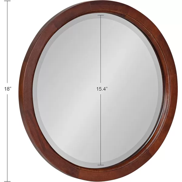 imageKate and Laurel Hogan Farmhouse Round Wall Mirror 32 Inch Diameter Walnut Brown Sophisticated Modern Mirror for WallWalnut Brown